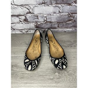 Tibi New York White Black Canvas Leather Ballet Flats Women 7B US/37.5EU Italy